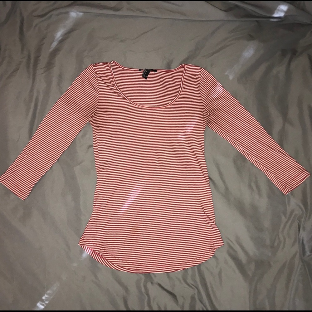 Forever 21 size Small 3/4 sleeves red stripe shirt